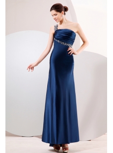 Navy Blue Keyhole Back Sexy Evening Gown