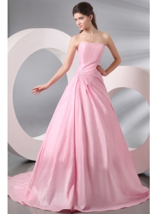 Pink Long Taffeta Wedding Dress for over 40 Bride