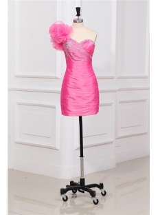 Pink One Shoulder Mini Party Dress