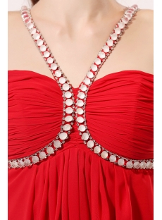 Red Long Chiffon Beaded Pregnant Cocktail Dress
