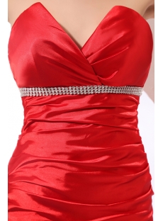 Red Satin Sheath Formal Evening dresses with Train