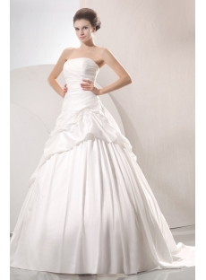 Romantic A-line Strapless Pick up Princess Wedding Dress