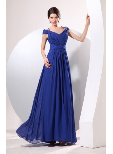 Royal Blue Long Off Shoulder Military Party Gown