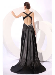 Sexy Black Long Formal Plus Size Prom Dress with Criss-cross