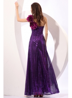Shimmer Purple Sequins One Shoulder Prom Dresses