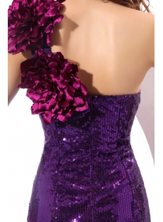 Shimmer Purple Sequins One Shoulder Prom Dresses
