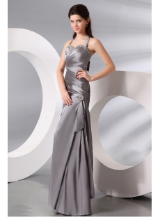 Silver A-line Sexy Evening Dress with Keyhole