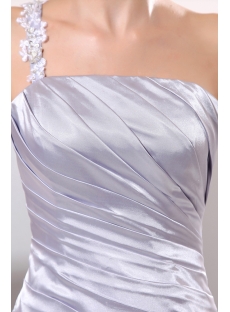 Silver Satin Ankle Length Pretty Prom Gown with One Shoulder