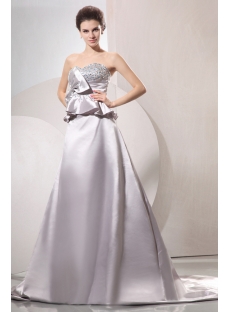 Silver Sweetheart Western Elegant Bridal Gown with Train