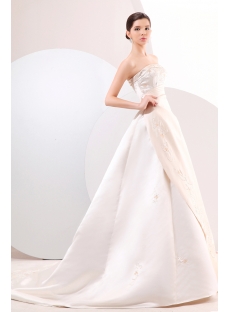 Strapless Satin A-line Long Classical Western Wedding Gown