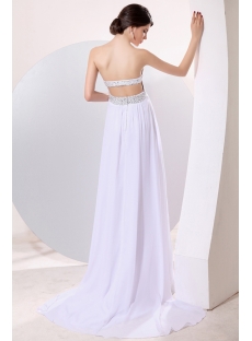 White Sexy Backless Sweetheart Long Chiffon Prom Dress for Summer