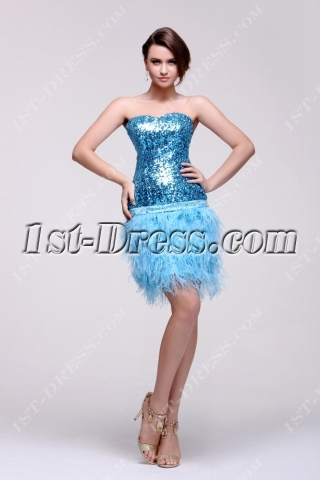 Blue Mini Short Sweetheart Prom Dresses 