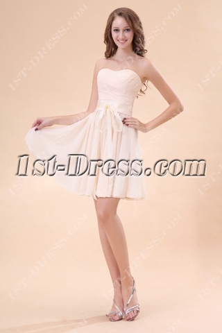 Champagne Strapless Sweetheart Junior Bridesmaid Gowns