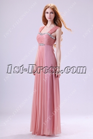 Chic Straps Coral Evening Dress for Full Figure
