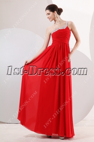 Fancy Red One Shoulder Pregnant Evening Dress
