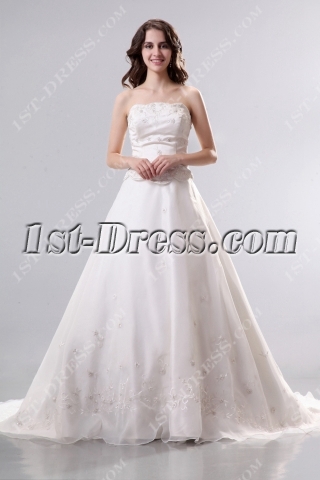 Ivory Strapless Mock Two in One Organza Bridal Gown