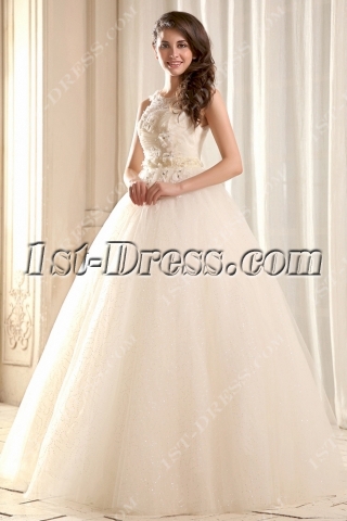 Modest Illusion Neckline Quinceanera Gown with V-Back