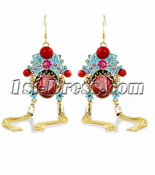 Peking Opera Mu Guiying Tassel Earrings