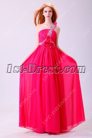 Pretty Chiffon One Shoulder Prom Dress Plus Size