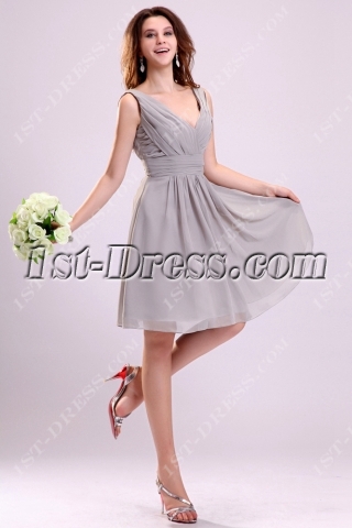 Pretty Gray Chiffon Bridesmaid Dress for Large Bust