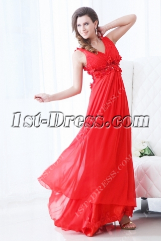 Red Illusion Back Maternity Prom Dress 2011
