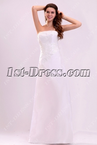 Simple Strapless Floor Length Informal Wedding Dress