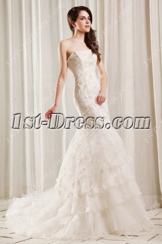 Spectacular Beaded Fishtail Wedding Dress with Corset