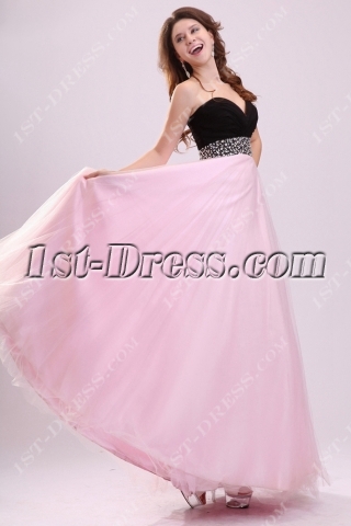 Stylish Black and Pink Long Ball Gown for Plus Size