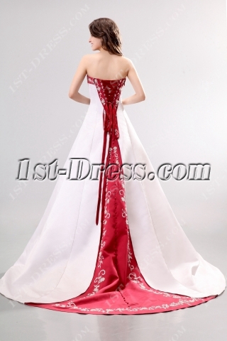 Unique Red 2013 Wedding Dress with Embroidery