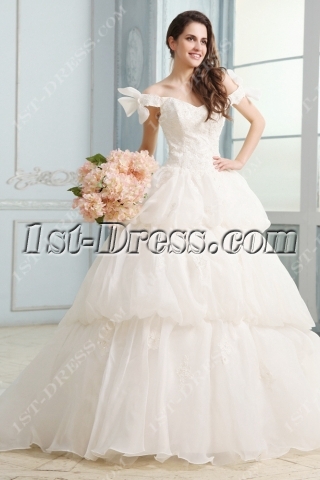 Western Off Shoulder Bubble Skirt Wedding Dress