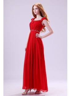 Ankle Length Square Cap Sleeves Modest Evening Gown