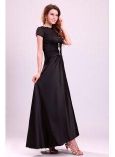 Black Short Sleeves Ankle Length Mother of Groom Party Dress