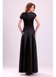 Black Short Sleeves Ankle Length Mother of Groom Party Dress