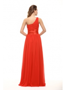 Brillian One Shoulder Red Long Prom Dress