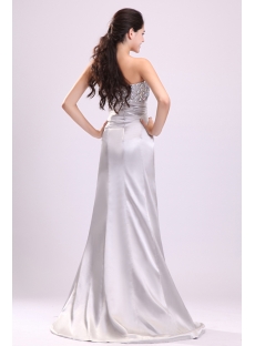 Brilliant Silver Jeweled Evening Dress for Petite Curvy Women
