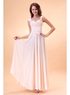 Champagne Long Formal Evening Dress with Cap Sleeves