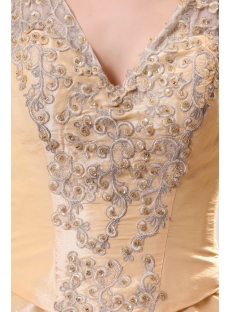 Champagne Luxurious Pick-up Wedding Dress with V-neckline
