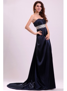 Charming Navy Blue Empire Plus Size Military Evening Dress