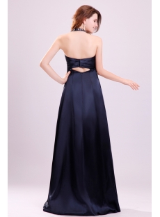 Charming Navy Blue Halter Plus Size Military Party Dresses