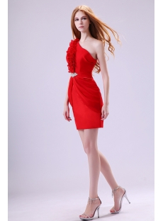 Chic Chiffon Red One Shoulder Homecoming Dress