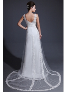 Chic Elegant Mature Lace Bridal Gowns with V-neckline
