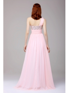 Concise Pink Chiffon One Shoulder Graduation Dress