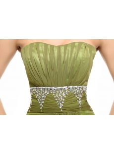 Dark Green Strapless A-line Long Prom Dress