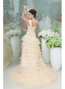 Elegant Champagne One Shoulder Wedding Dress