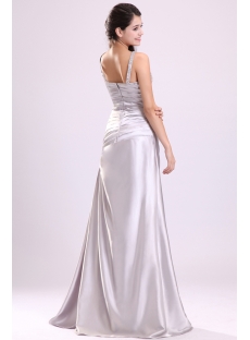 Elegant Pleats Silver Satin 2014 Prom Dress
