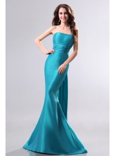 Elegant Teal Blue Long Sheath Evening Dress