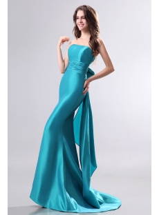 Elegant Teal Blue Long Sheath Evening Dress
