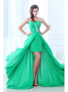 Fancy Green Flowing Sweetheart High-low 2014 Prom Dress