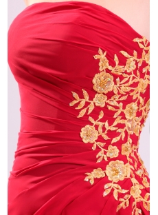 Fancy Red Chiffon with Gold Long Party Dress with Slit