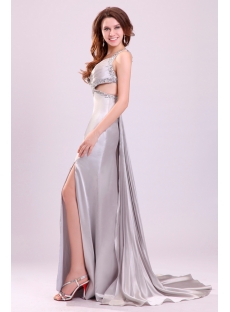 Fancy Summer Sexy Long Slit Cocktail Dress with Detachable Train